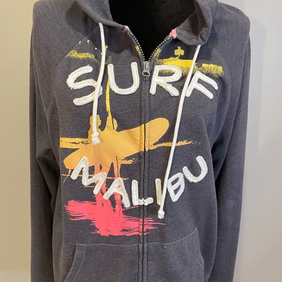 Old Navy Girls Long Sl. "Surf Malibu" Graphic Hoodie sz XL Excellent Condition - Picture 2 of 5